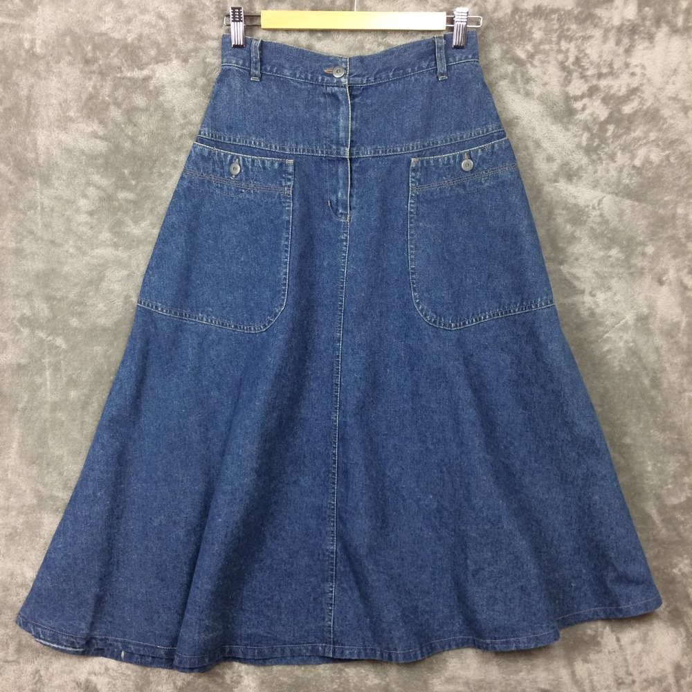 Vtg Byblos Denim Skirt Womens 8 Made in Italy Western Cowgirl Cottagecore